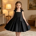 thumbnail image 2 of Bmisegm Girls' Dresses Square Neck Spaghetti Strap Dress 3D Bow Detail Embellished Bodice A Line Skirt Formal Occasion Dress for Girls 7-8 Years, 2 of 9