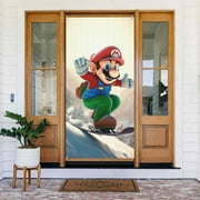 Adventure Super Mario Door Cover Decorated Banner Tapestry Home Decoration Holiday Party Supplies Door Banner Porch Sign Banner 72.8 x 35.4 Inch