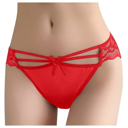 BYOIMUD Women s Lace Thong Panty Mesh Sheer See Through Lingerie High Cut Breathable Sexy Womens Cheeky Cute Clothes Gift for Women 2023 Fashion Red Free Size