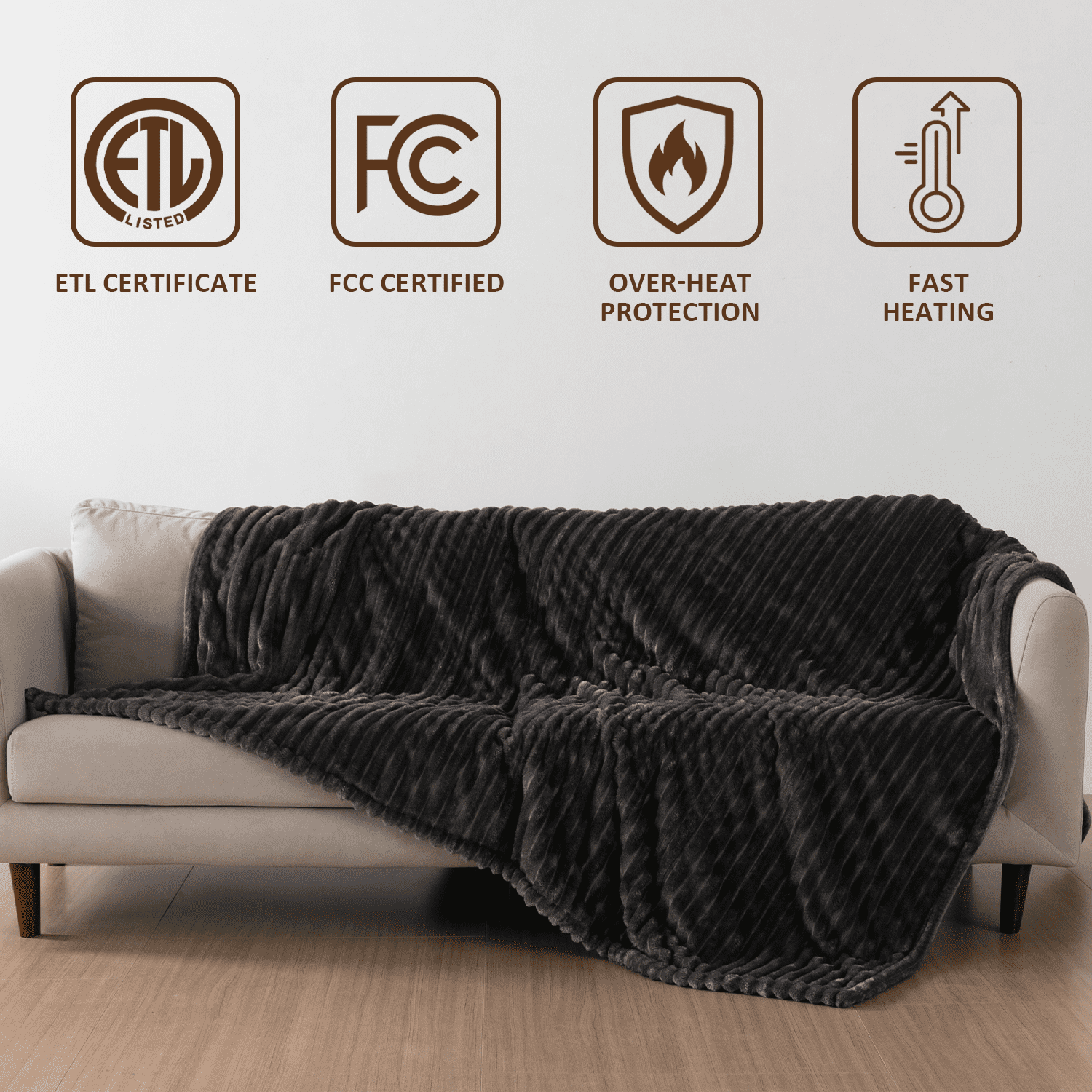 Sleepbella Electric Blanket with Temperature and Time Control,1-12 Hour Auto-off ,5 Temperature Levels,Full Size with Controller,Queen Size Two Controllers,PTC+NTC Overheat Protection