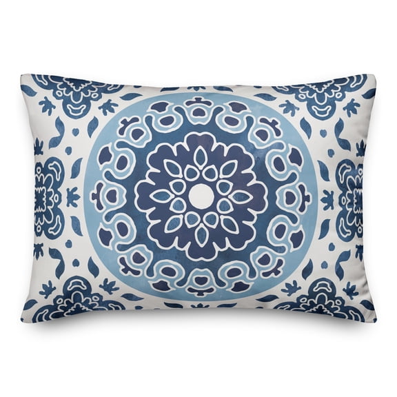 Creative Products Blue Shades Flower Mandala 14x20 Indoor / Outdoor Pillow