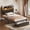 Black, variant on Casacomoda Bed Frame Twin Size with Storage Headboard and Drawer, Upholstered Platform Bed with Charging Station and LED Light, Heavy Duty Frame Support, No Box Spring Needed, Noise Free, Vintage