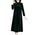 thumbnail image 2 of Pink Season Women Fall Dress Solid Color Loose Long Sleeves Button Maxi Dress Keep Warm Velvet Plus Size Mom Spring Dress Women Clothes, 2 of 8