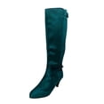 thumbnail image 4 of jsaierl Fashion Womens Leather Knee-High Buckle Zipper Shoe Cowboy Low-heeled Knigh Boot, 4 of 7
