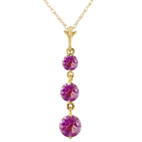 Galaxy Gold GG 14K Yellow Gold Amethyst Pendant Necklace - February Birthstone - Peace & Wisdom - 16" to 24" - Fine Jewelry for Women
