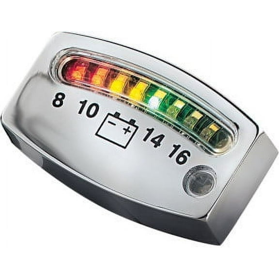 Kuryakyn LED Battery Gauge, Chrome