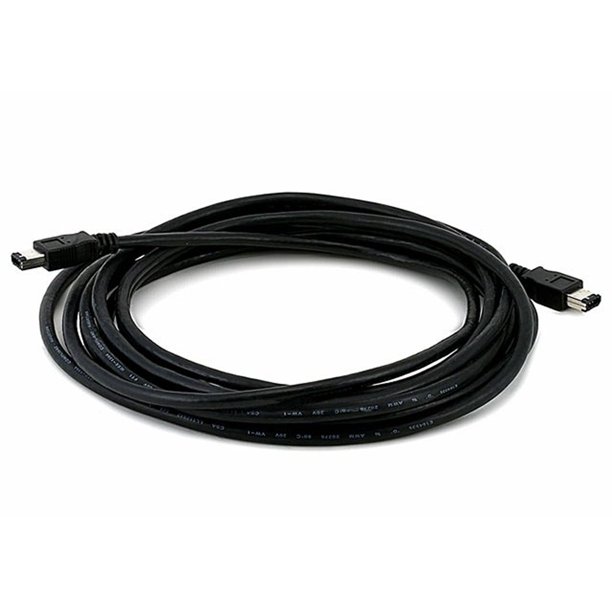Monoprice IEEE1394 FireWire i.LINK DV Cable 6P6P M/M, 15ft, Black