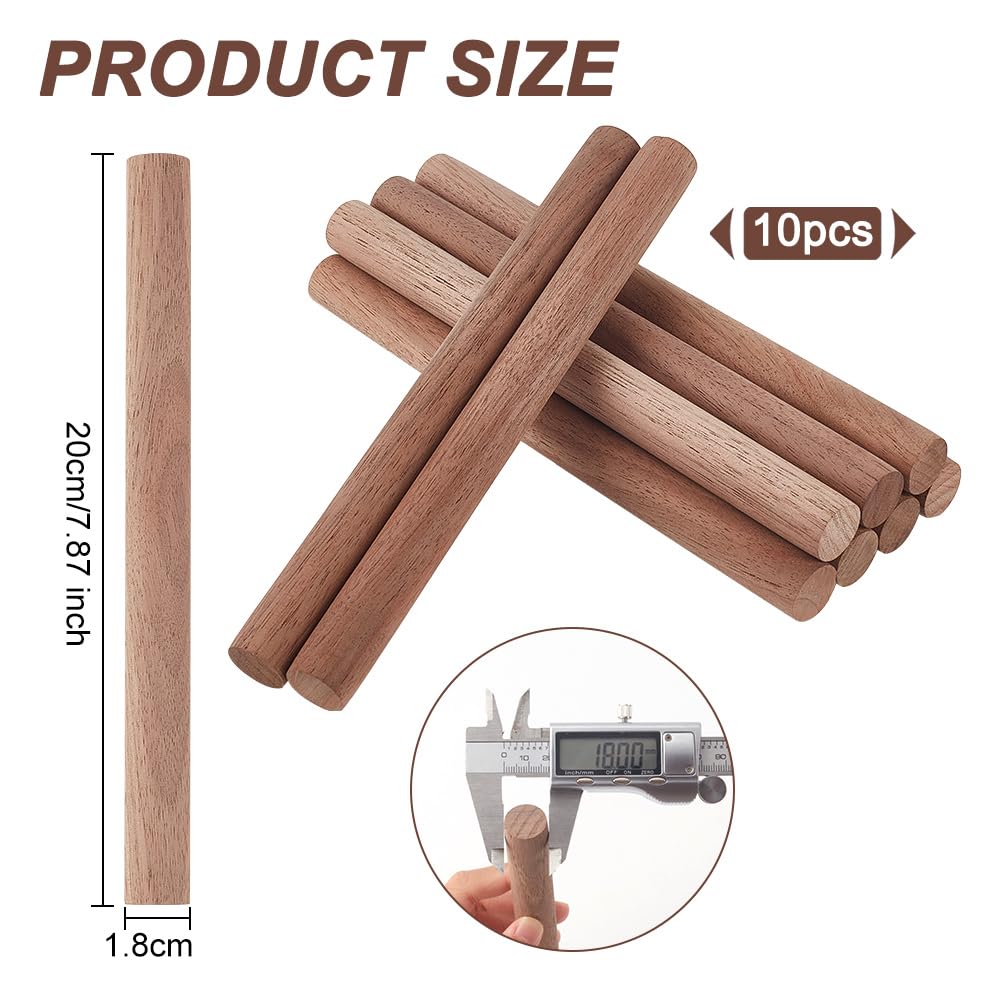 Tokenhigh 32 Pcs Walnut Dowel Rods, 7 Sizes Dowel Rod Wood Sticks