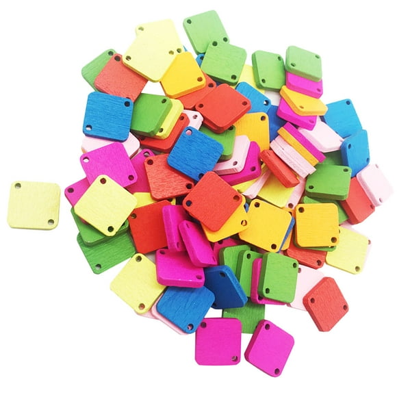 100pcs Colorful Square Buttons s Wooden Buttons for Crafts From