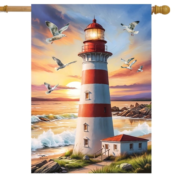 Briarwood Lane Summer House Flag 40x28 For Outdoor Lighthouse At Sunset For Summer House Flag