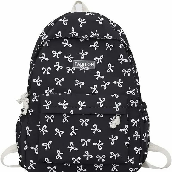 Resicozy Coquette Bow Backpack for Womens Large Capacity BookBag School Bag Lightweight Cute Backpack Black