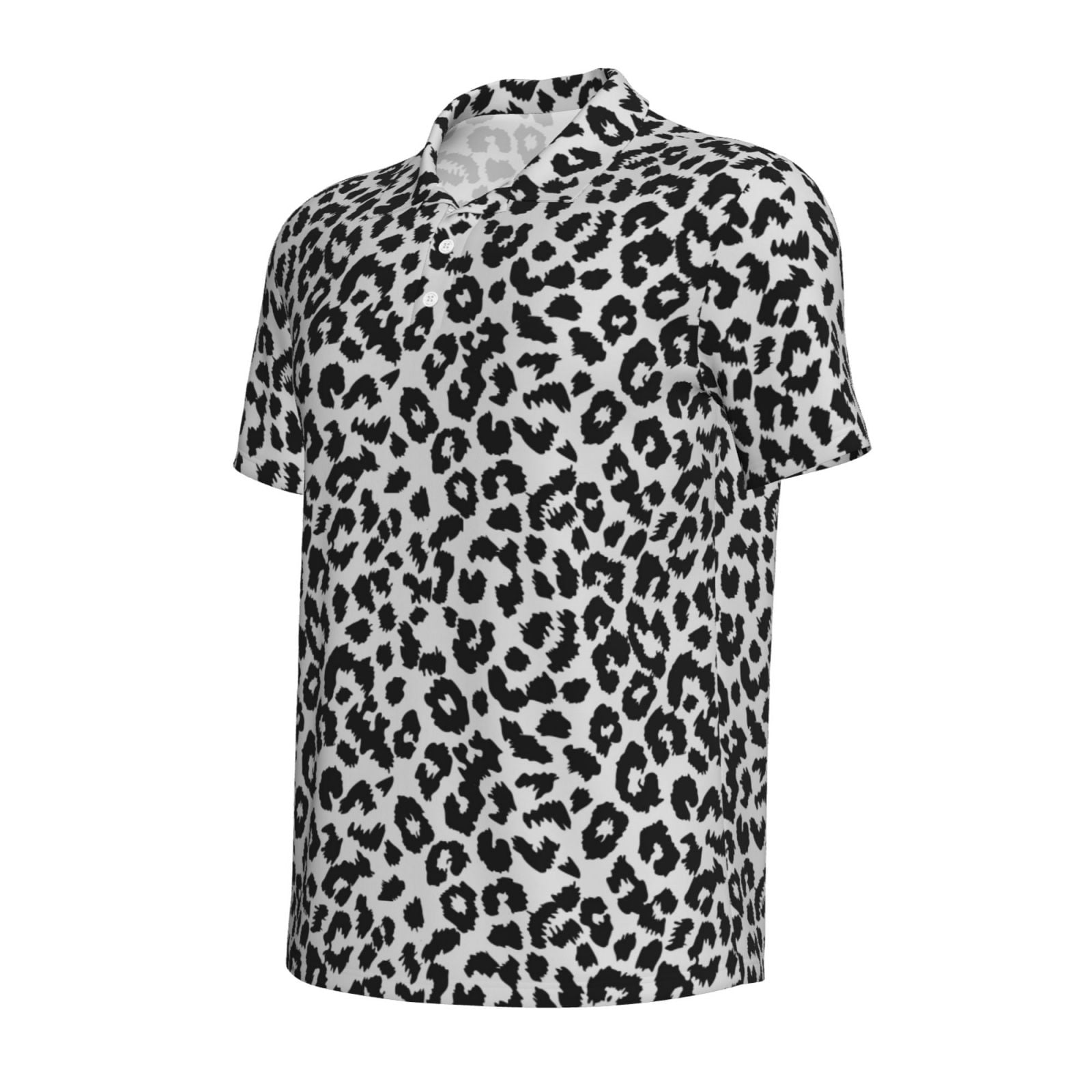 Vsdgher Similar To Leopard Print Print Men's Short Sleeve Stretch Polo Shirt, Moisture-Wicking Performance Polo Shirt