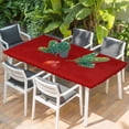thumbnail image 2 of Red Christmas Table Cloths for 6 Foot Rectangle Tables, Xmas Tree Ball Winter Modern Art Patio Waterproof Elastic Fitted Tablecloths, Washable Rectangular Table Cover for Camping, 2 of 8