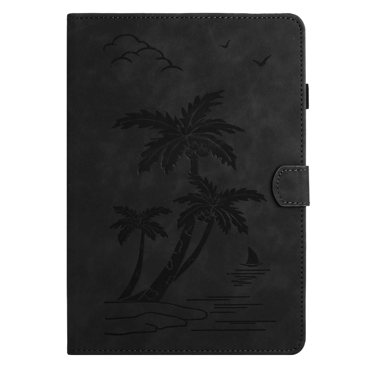 Allytechgroup for iPad (A16) 11th Generation 11 inch Case 2025 with Stand/Pencil Holder/Card Pockets/Magnetic Closure Smart Embossed Palm Tree PU Leather Folio Wallet Cover, [Auto Wake/Sleep], Black