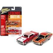 1970 Ford Maverick Red, Orange & Black & 1966 Chevrolet Nova Red & White Set of 2 Cars 1/64 Diecast Model Cars Johnny Lightning