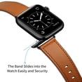 thumbnail image 4 of BANDOVA Premium Leather Band Compatible with Apple Watch 44/45/46/49/42mm(Series 3/2/1), Classic Business Replacement Strap for Women Men, LightBrown, 4 of 7