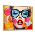 thumbnail image 2 of Designart "Retro Portrait Pop Art Bubble Vibes II" People Floater Framed Wall Decor, 2 of 7