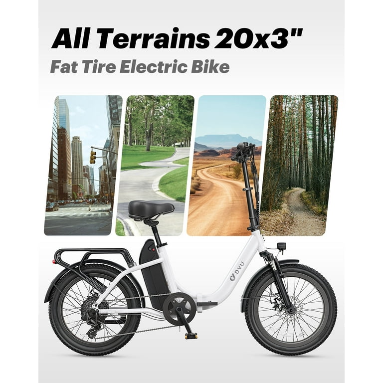 DYU Electric Bike, 20 Inch Foldable E-Bike With Pedal Assist, Smart