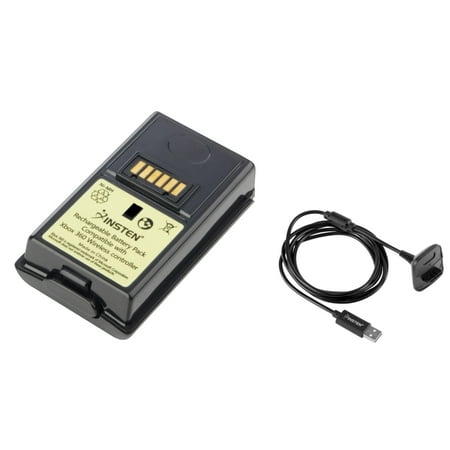 Insten for Xbox 360 Wireless Controller 3600mAh Replacement Battery Pack + USB Charging Cable