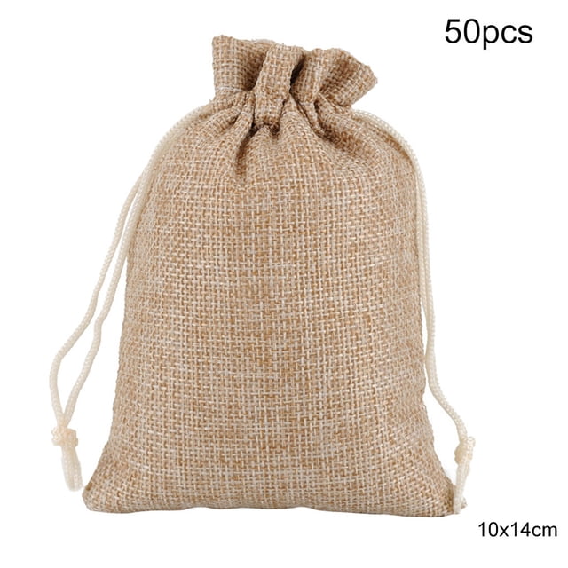 Advancent 50 Uds. Bolsa de lino con cordón organizador de joyas bolsa de almacenamiento de té portátil para el hogar Almacenamiento y organización del hogar lino 10x14cm Advancent HA5722-24