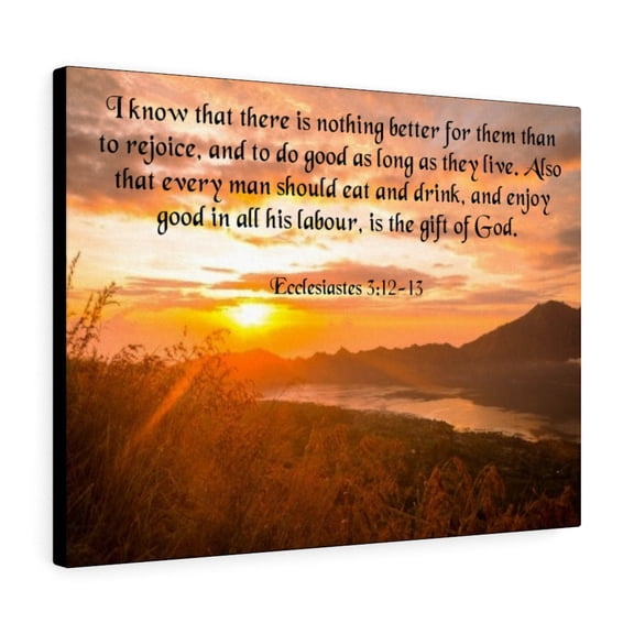 Scripture Walls of God Ecclesiastes 3:12-13 Bible Verse Canvas Christian Wall Art Ready to Hang Unframed