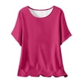 thumbnail image 1 of Plebaso Hauts d'Été pour Femmes Manches Courtes Col Rond T-Shirts Confortables Blouses Amples pour Femmes, 1 of 5