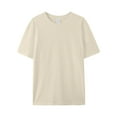 thumbnail image 3 of IYYVV Men's Oversized T-Shirts Cotton Unisex Crew Neck Heavyweight Loose Fit Short Sleeve Shirt Classic Soft Tees Beige 2XL, 3 of 3