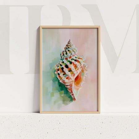 Seashell Wall Art Print, Colorful Coastal Beach House Decor Home Decor #650, Unframed Poster Size 8x12