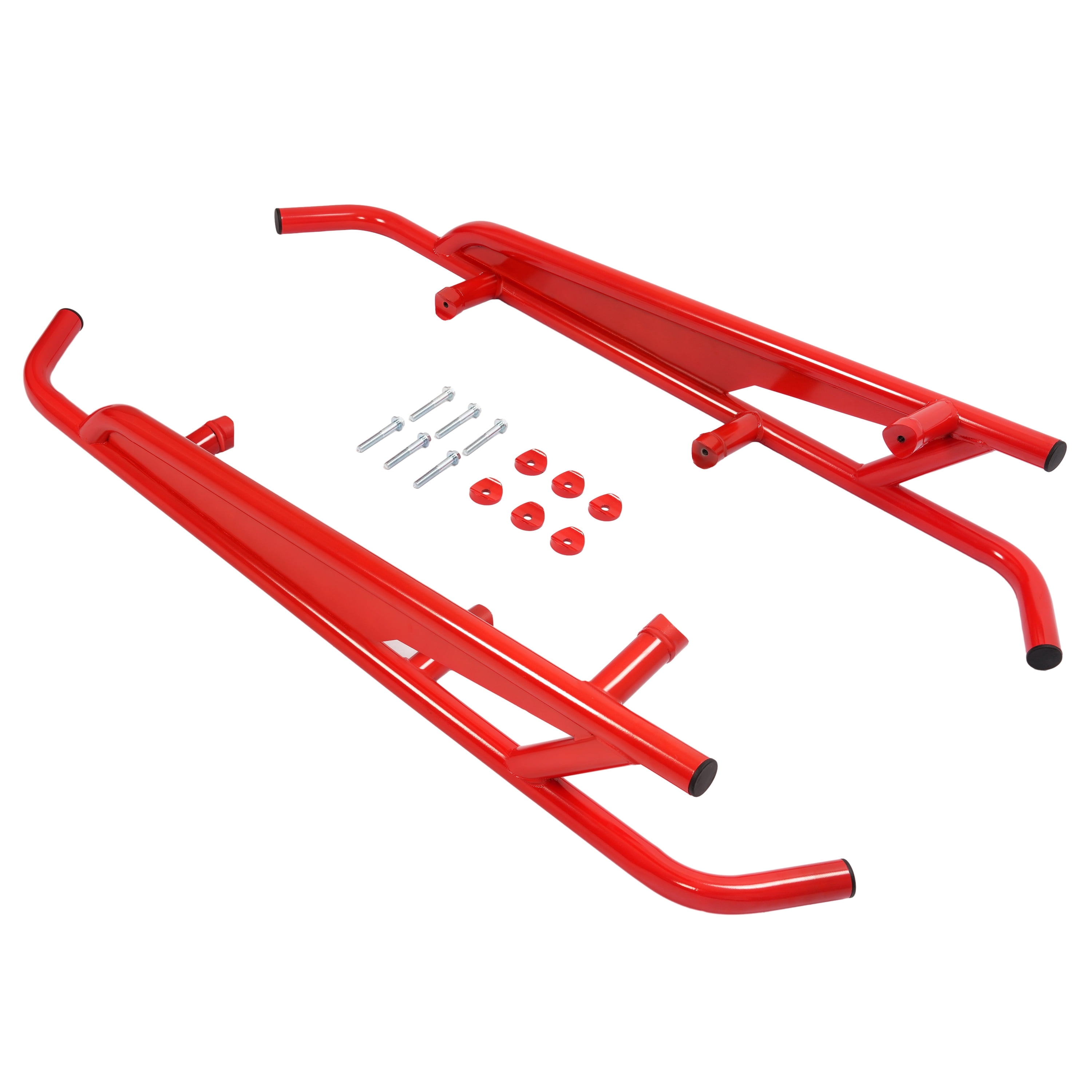 Kojem Rock Sliders Side Nerf Bars Tree Kicker for 2017-2023 Can Am Maverick X3 / Turbo / R Powder Coated Steel Red