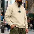 thumbnail image 5 of Miluxas Mens Quarter Zip Pullover Sweaters Casual Slim Fit Knit Texture Sweater Beige, 5 of 8