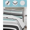thumbnail image 4 of Turquoise Black Stripe Full Size Down Alternative Comforter, Lightweight Comforter Quilt Bedding Set with Pillow Shams Modern Abstract Coarse Striped All Seasons Bed Comforter Duvet Insert 78"x90", 4 of 7