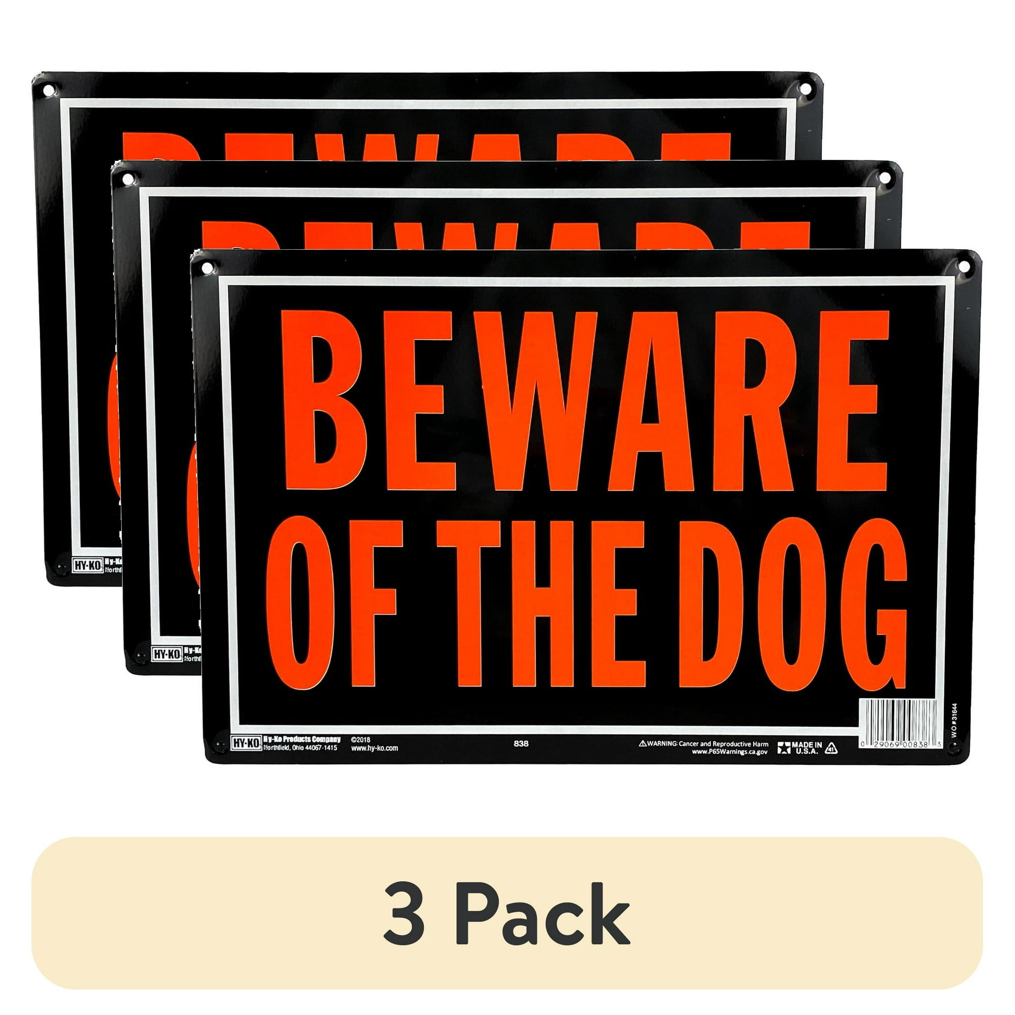 (3 pack) Hy-Ko Beware of the Dog Orange and Black Sign