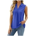 thumbnail image 3 of Tank Tops for Women Plus Size Clearance Lace Sleeveless V Neck Solid Color Top Blue L, 3 of 5