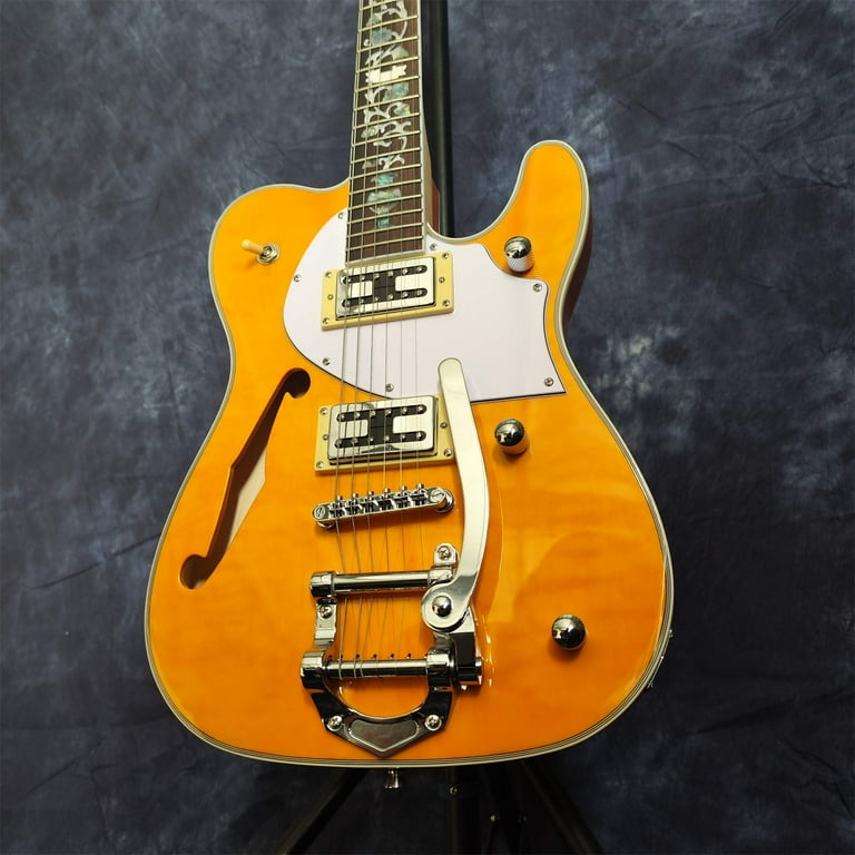 Zuwei Yellow Semi-Hollow Body ZW-TL Electric Guitar Custom