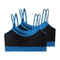thumbnail image 2 of Nfurl Sports Bras for Women 2 Pack Seamless Wirefree Spaghetti Strap Bra Breathable Stretchy Gym Workout Yoga Bras Medium Support Blue M, 2 of 8