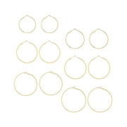 Time and Tru Women's Gold Tone Graduated Wire Hoop Earring Set, 6-Piece