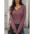 thumbnail image 7 of Mengpipi Women’s Henley Tops Fall Spring Long Sleeve Button Neck Waffle Knit Casual Lightweight Pullover Shirts S-2XL, 7 of 7