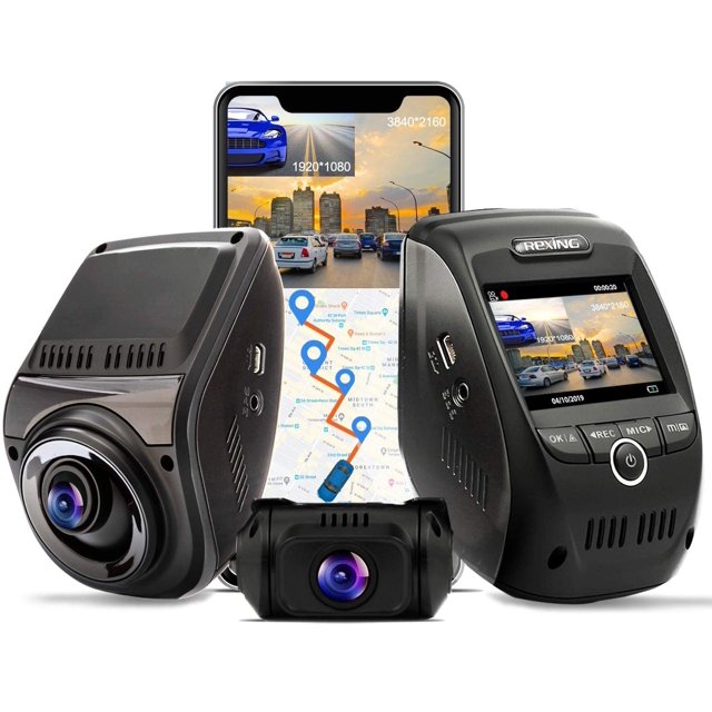 Rexing V1P Max 4K Uhd Cámara De Tablero De Doble Canal 3840X2160 Frontal + 1080P Cámara De Tablero De Automóvil Gps Wifi Trasera Con Supercondensador De Visión Nocturna Grabación En Bucle De Gran Angu