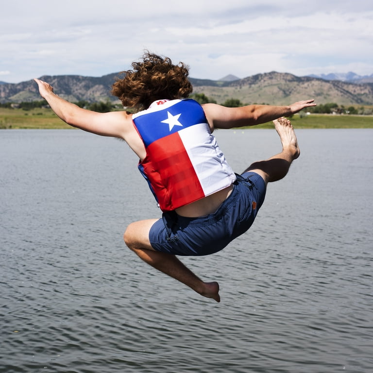 X2O 4 Buckle Life Vest and Jacket L/XL Texas State Flag, Red and