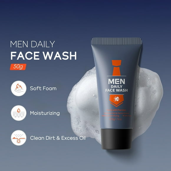 Facial Cleanser - Men'S Daily Facial Cleanser 50G Cleans Pores Men'S Skin Care Products Facial Cleanser, Facial Cleanser, Easter Makeup,Mother'S Day Gifts, Facial Cleanser for Sensitive Skin,