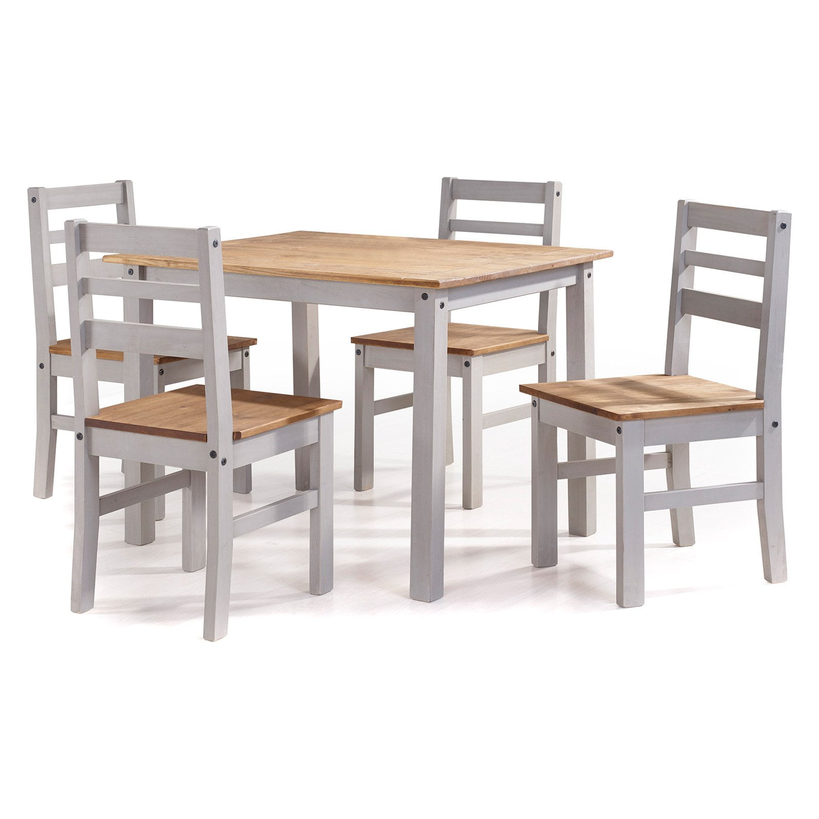 Maiden 5Piece Solid Wood Dining Set with 1 Table and 4 Chairs in Gray