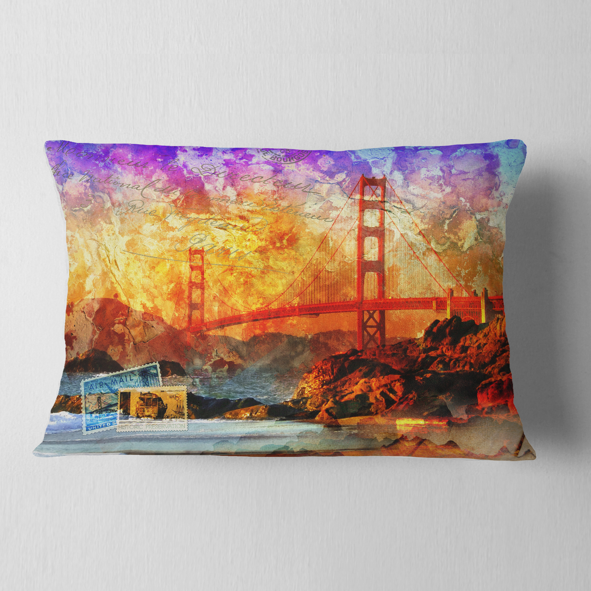 Designart San Francisco Bridge - Contemporary Throw Pillow - 12x20