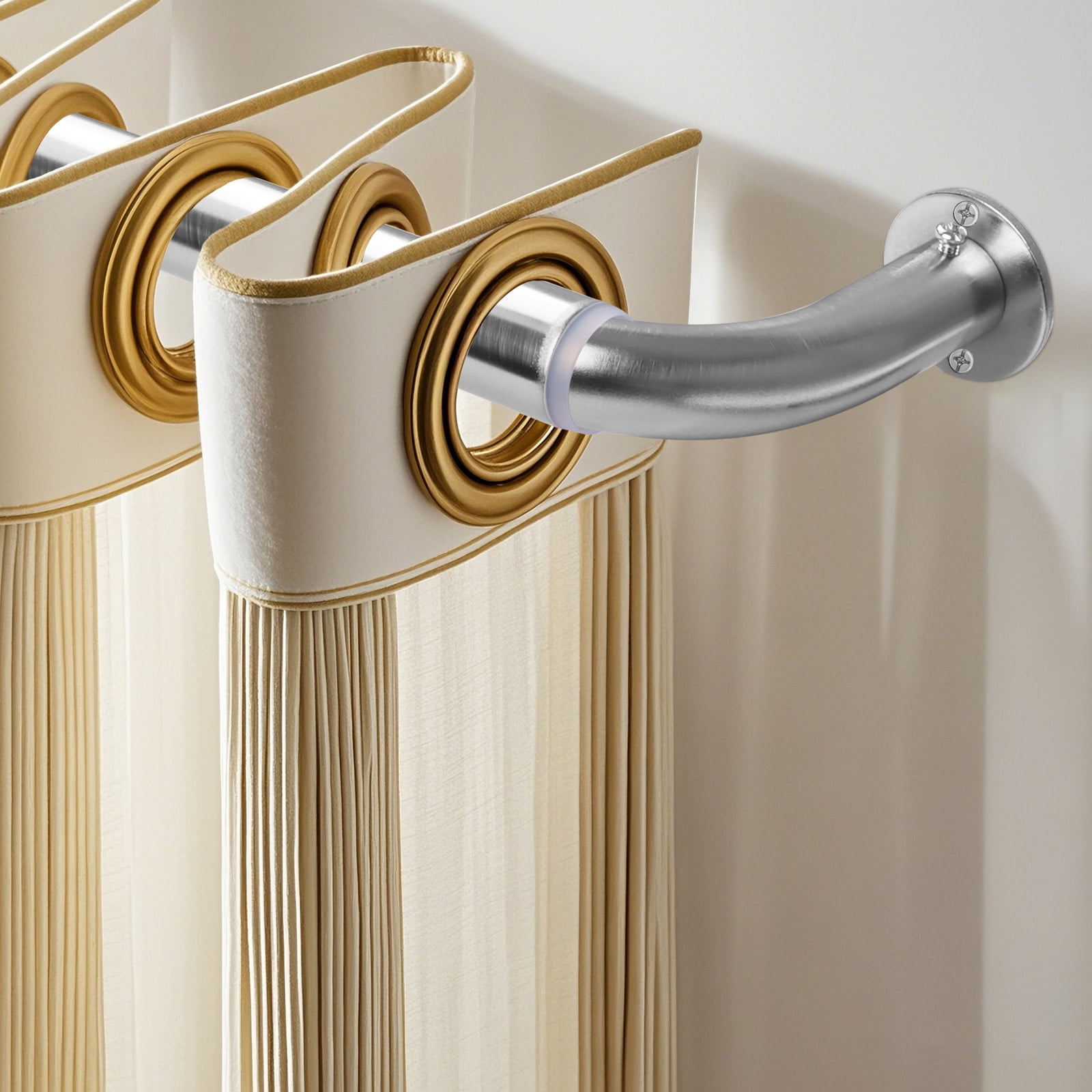 Meriville 1-Inch Diameter Wrap Around Blackout Curtain Rod, 28-Inch to 48-Inch, Brushed Nickel Finish with Round Base