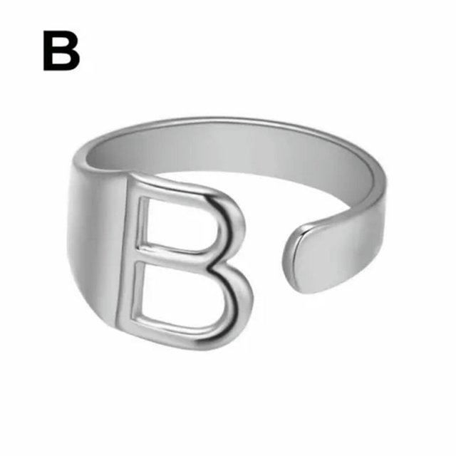 CUITING Fashion Adjustable Initial Alphabet Letter A-Z Ring Finger Rings Women Jewellery-Silver C
