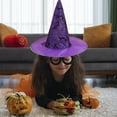 thumbnail image 4 of Hvmvliv Halloween Witch Hat for Kids 15in Oxfords Fabric Halloween Hat Holiday Party Makeup Dress Up Prop Halloween Festive Decoration Hat Suitable for Indoor Outdoor Halloween Decoration Purple, 4 of 6
