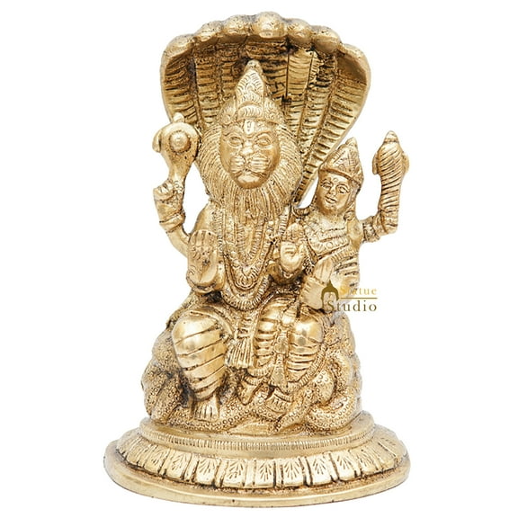 StatueStudio Narsingh Statue Temple Decor Lord Narsingh Murti with Lakshmi Religious Showpiece Narsingh Idol Gift Item Diwali Pooja 7 Inch