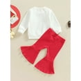 thumbnail image 5 of Elippeo Spring Valentine's Day Toddler Baby Girls Pants Set 6M 12M 18M 24M 3Y Long Sleeve Letters Heart Print Sweatshirt + Flare Pants Clothes, 5 of 9