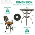 thumbnail image 4 of VIVIJASON 3-Piece Outdoor Swivel Bar Stools Set, All Weather Cast Aluminum Patio Bar Height Bistro Set with 2 Cushioned Bar Chairs & 38.3" High Bar Table w/Umbrella Hole for Backyard, Lawn, Garden, 4 of 7