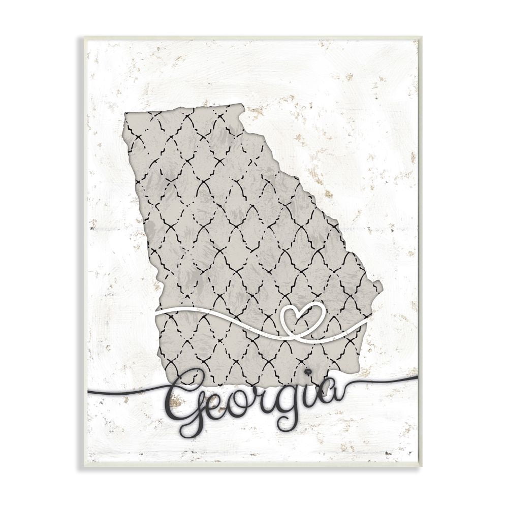 Stupell Industries Georgia Patterned Grey US State Design Wall Plaque by Ziwei Li