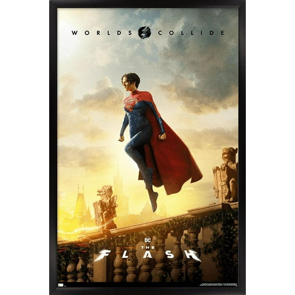 DC Comics Movie The Flash - Supergirl Flying One Sheet Wall Poster, 14.725" x 22.375" Framed